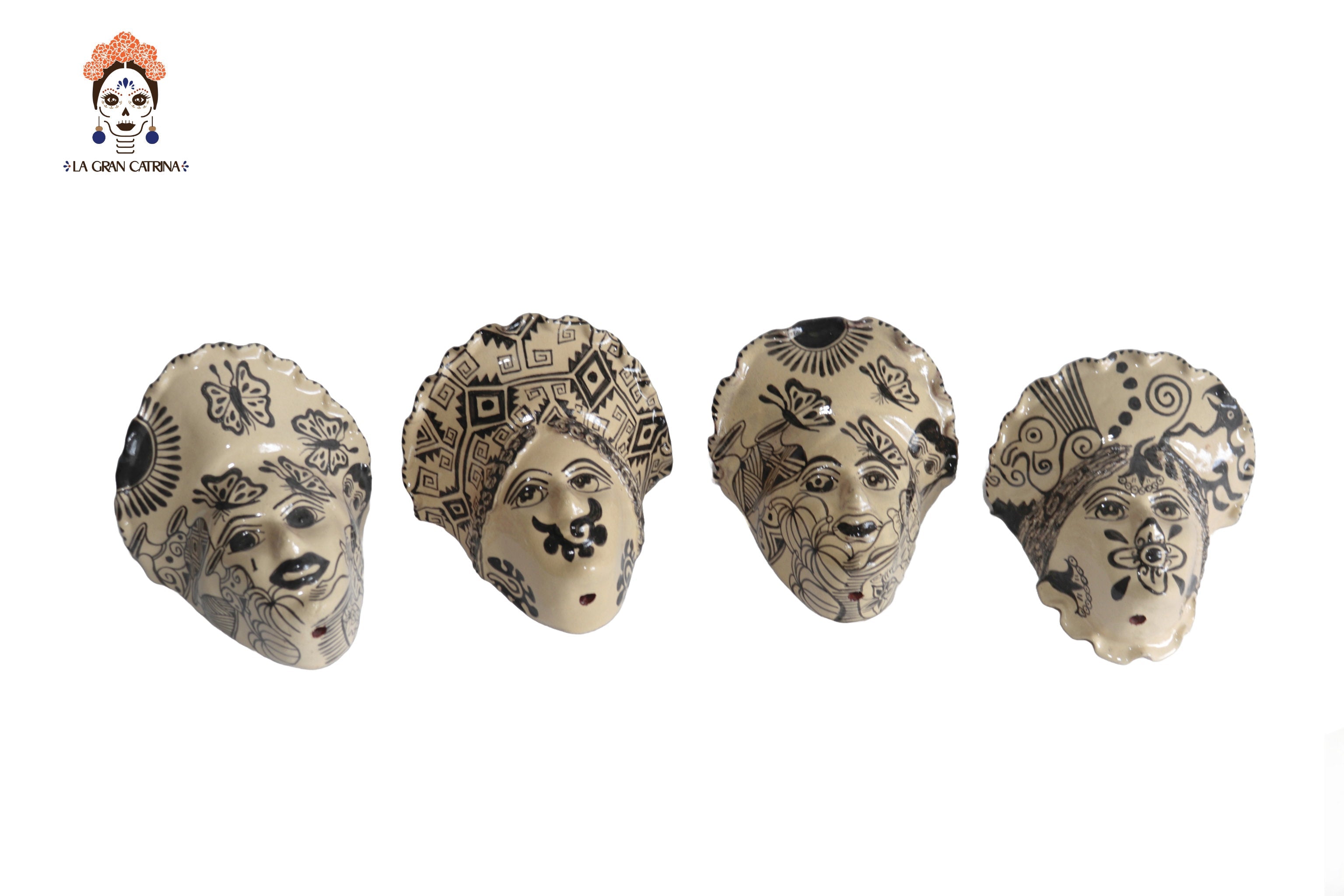Set of planters child face - 4 pieces Tzintzuntzan