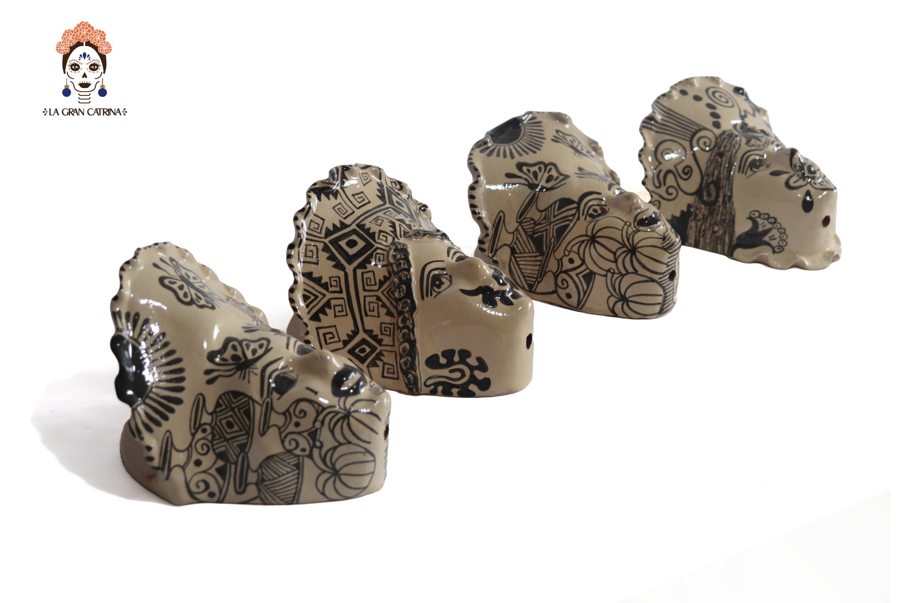 Set of planters child face - 4 pieces Tzintzuntzan