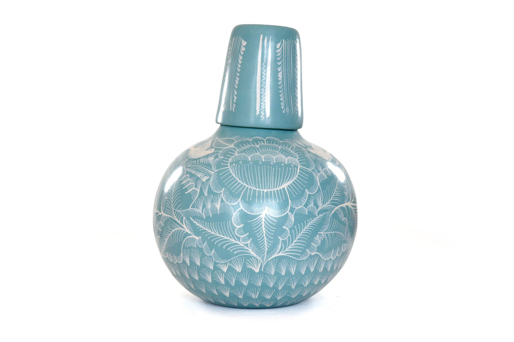 Vase with Foliage green with Birds - Huancito - 11.6 in. - Made to Order Pablo Huancito