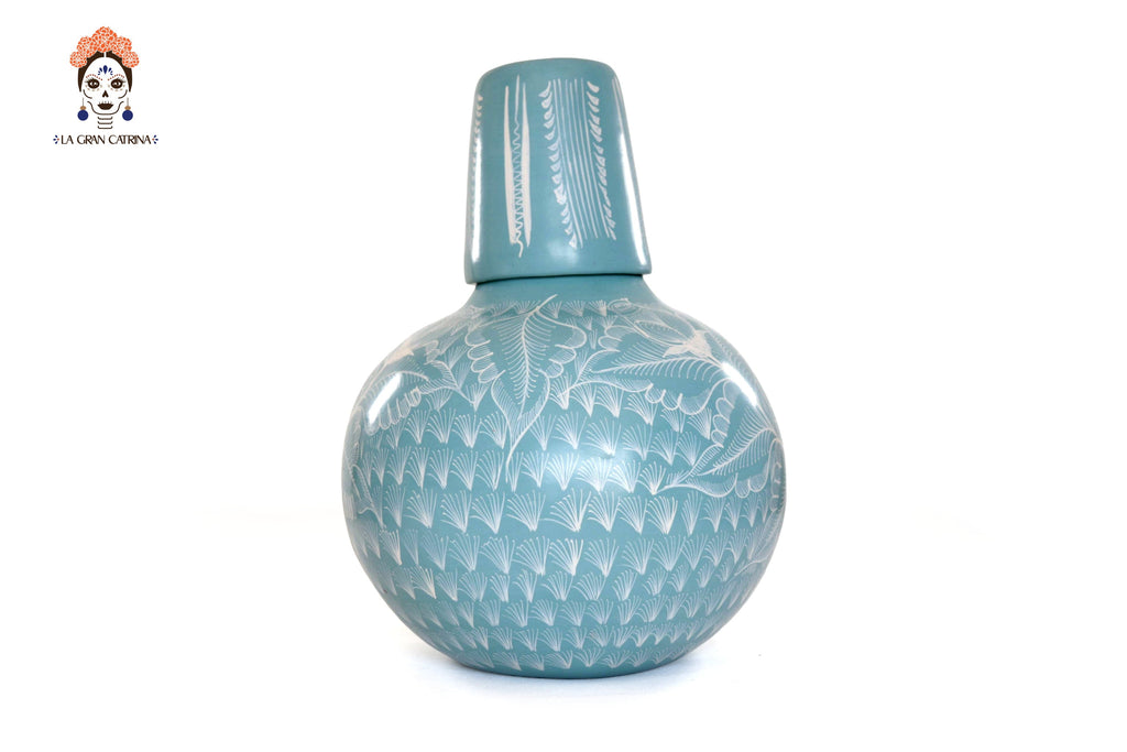 Vase with Foliage green with Birds - Huancito - 11.6 in. - Made to Order Pablo Huancito