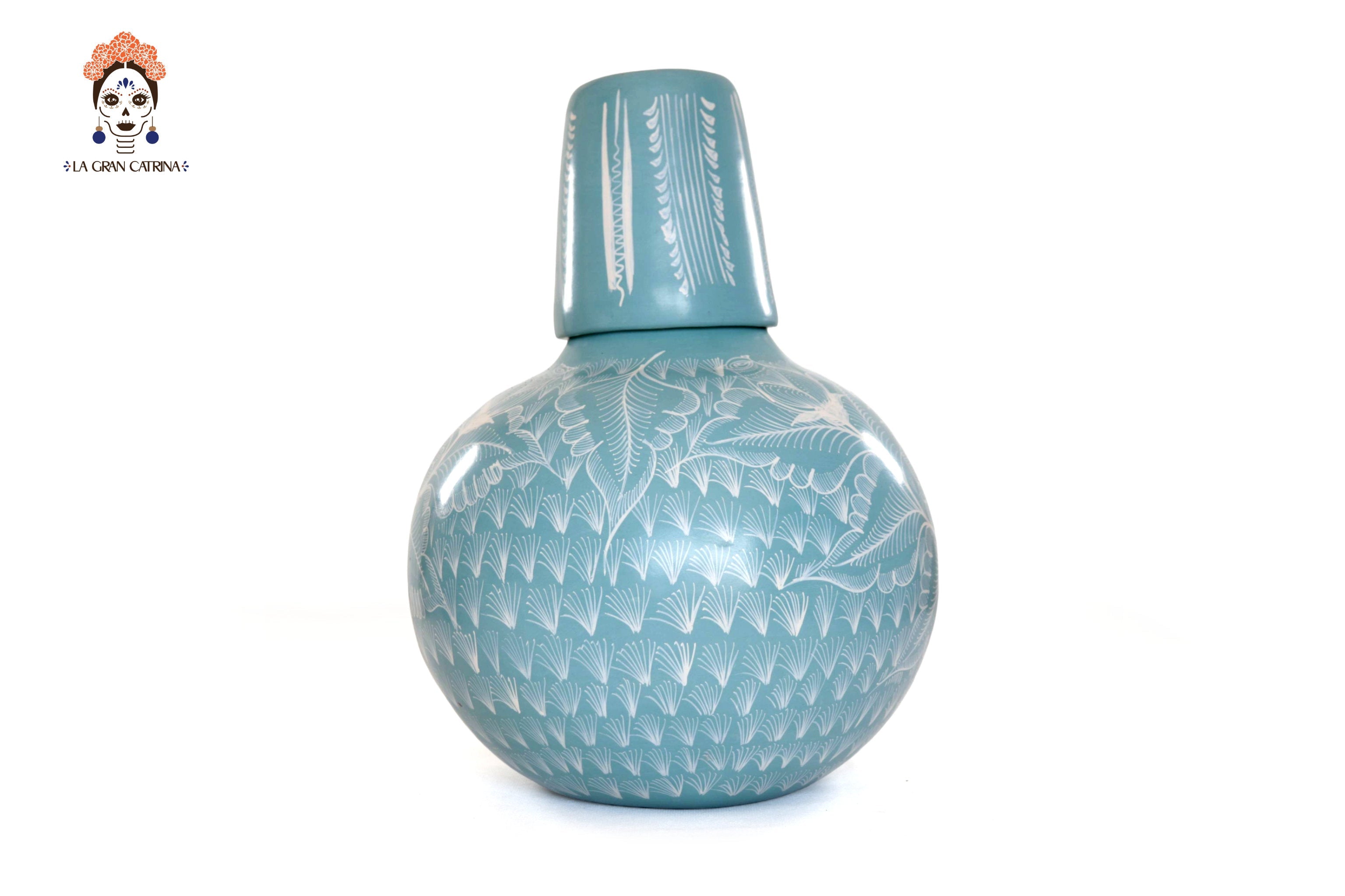 Vase with Foliage green with Birds - Huancito - 11.6 in. - Made to Order Pablo Huancito