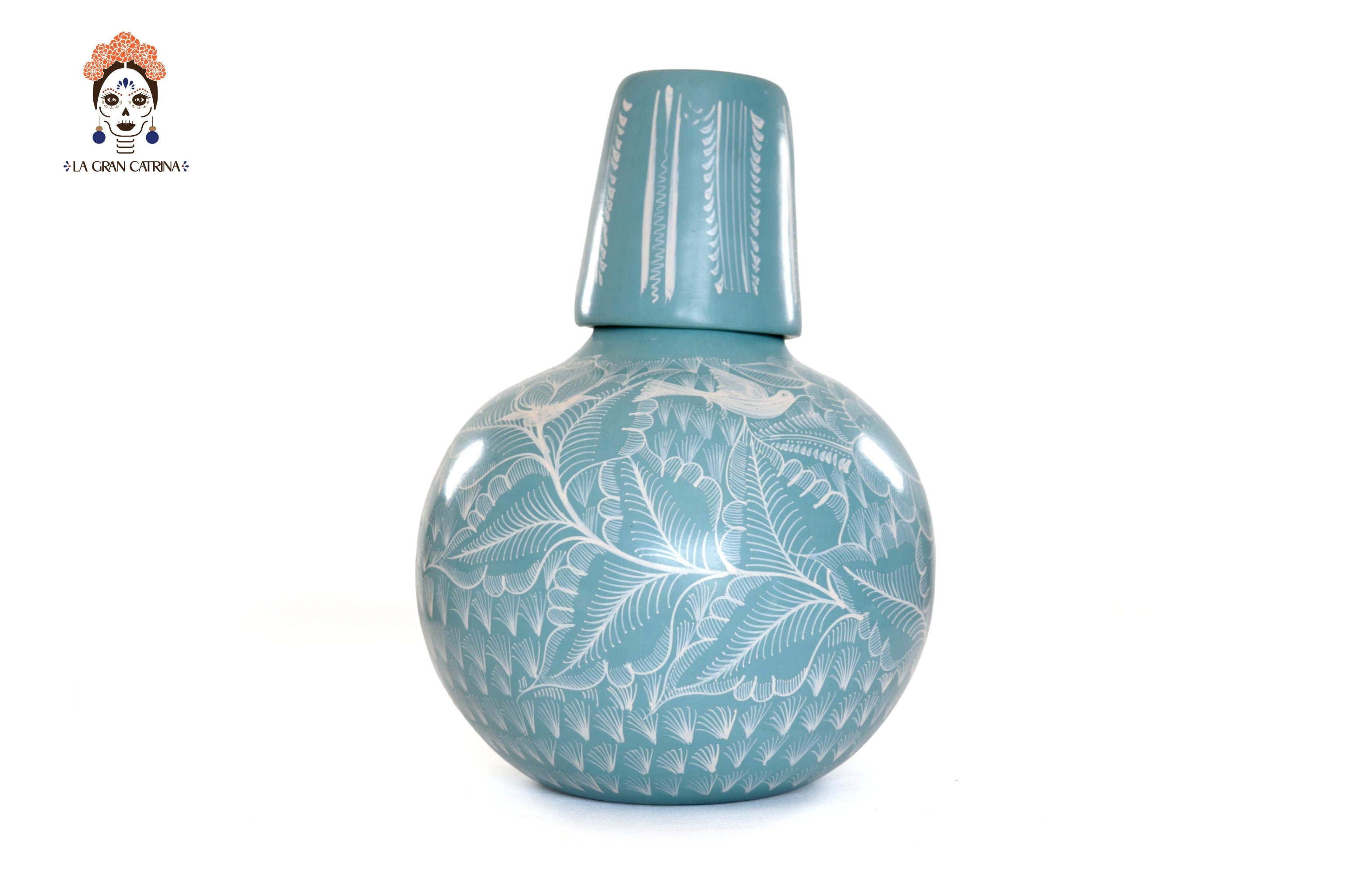 Vase with Foliage green with Birds - Huancito - 11.6 in. - Made to Order Pablo Huancito