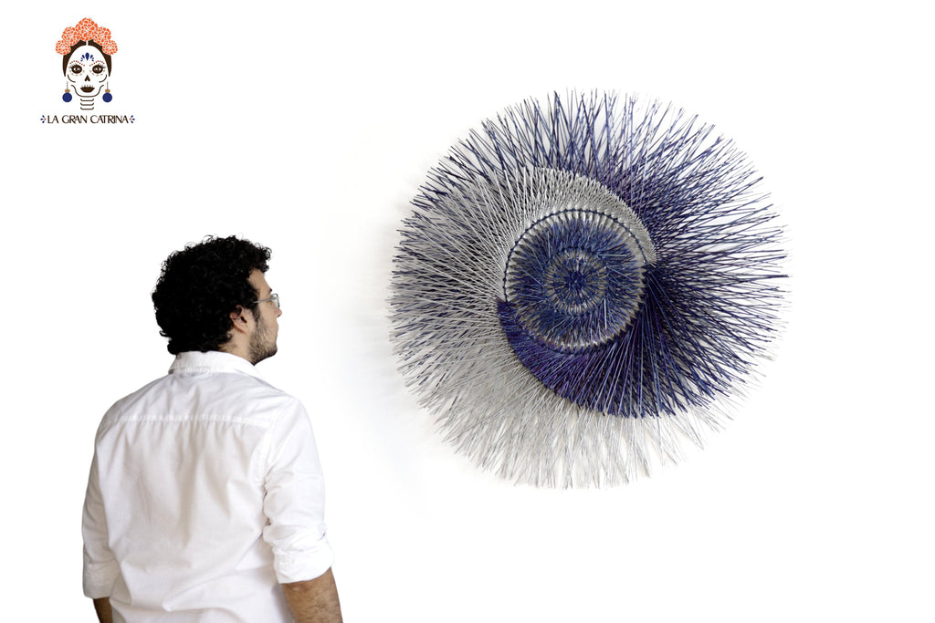 Wheat Circle Wall Art - Blue Eclipse