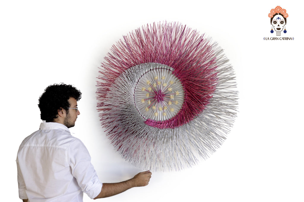 Wheat Straw Wall Circle - Pink Eclipse - 40 in. Panikua