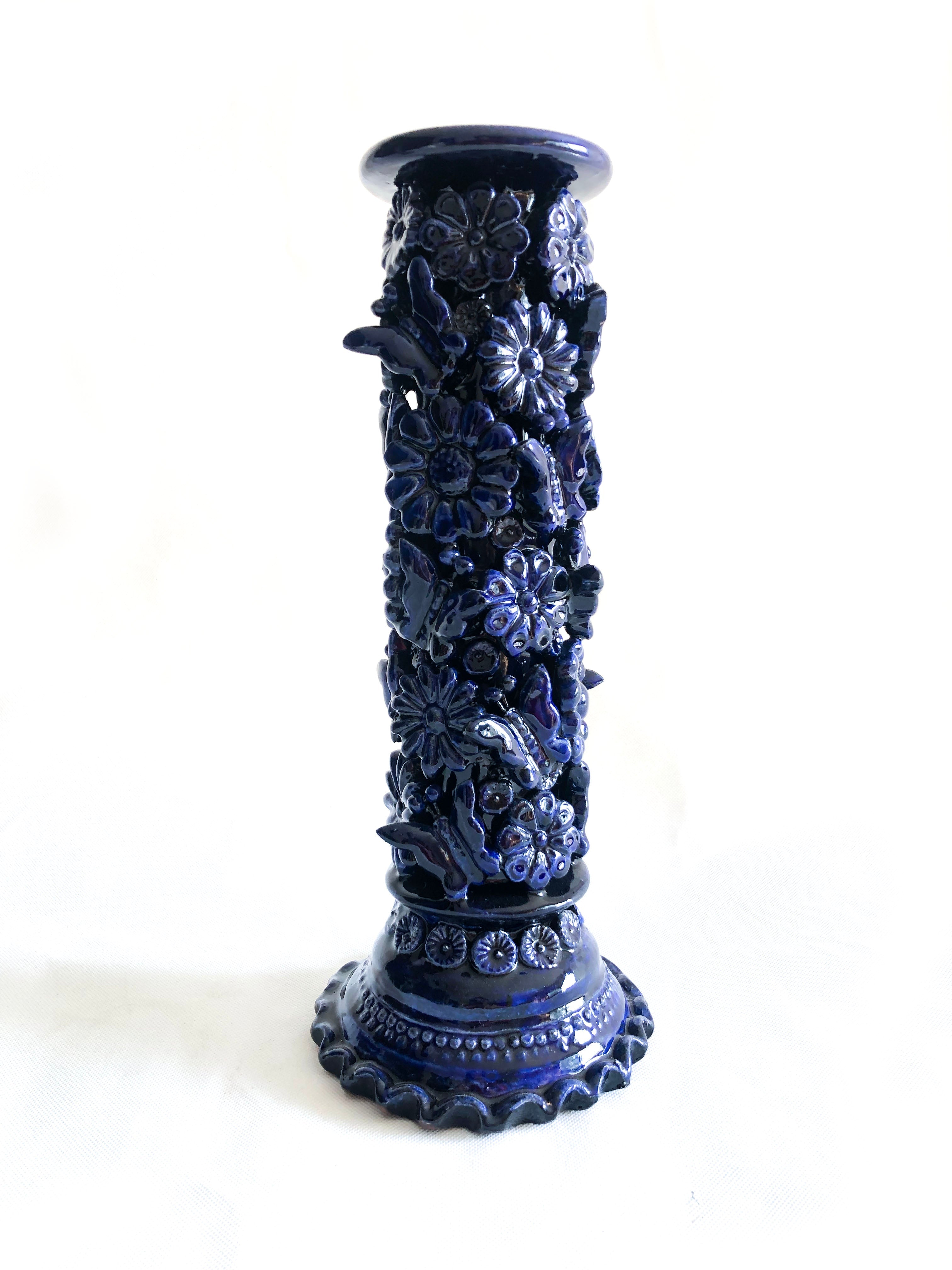Porta Cirio Blue - Glazed Clay - 15 in. Tereri