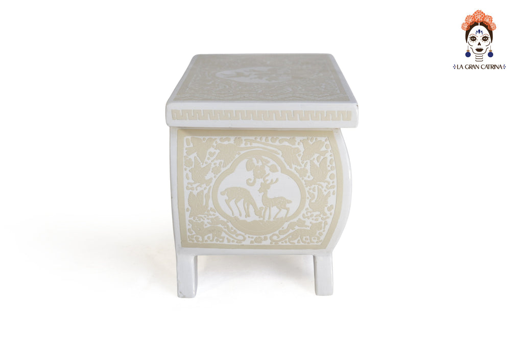White Olinalá Artisan Box with Legs
