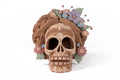 Frida Kahlo Style Skull with Flowers and trenzas - 5.1 in. Cecilio