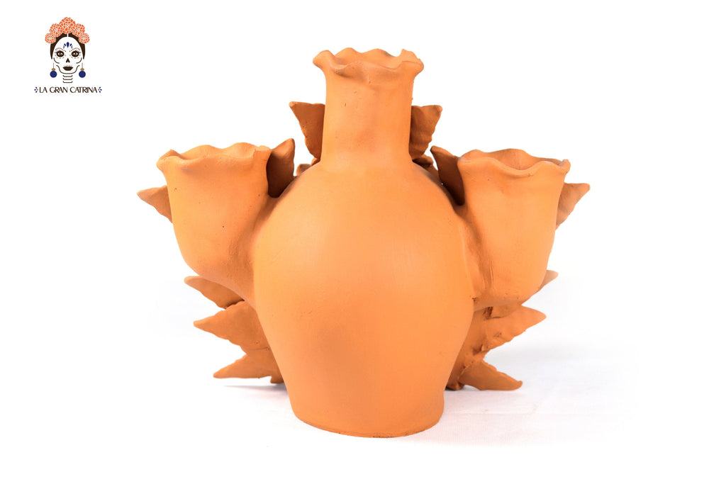 Candleholder Day of the Dead Orange 8.6 in. Brenda Capula