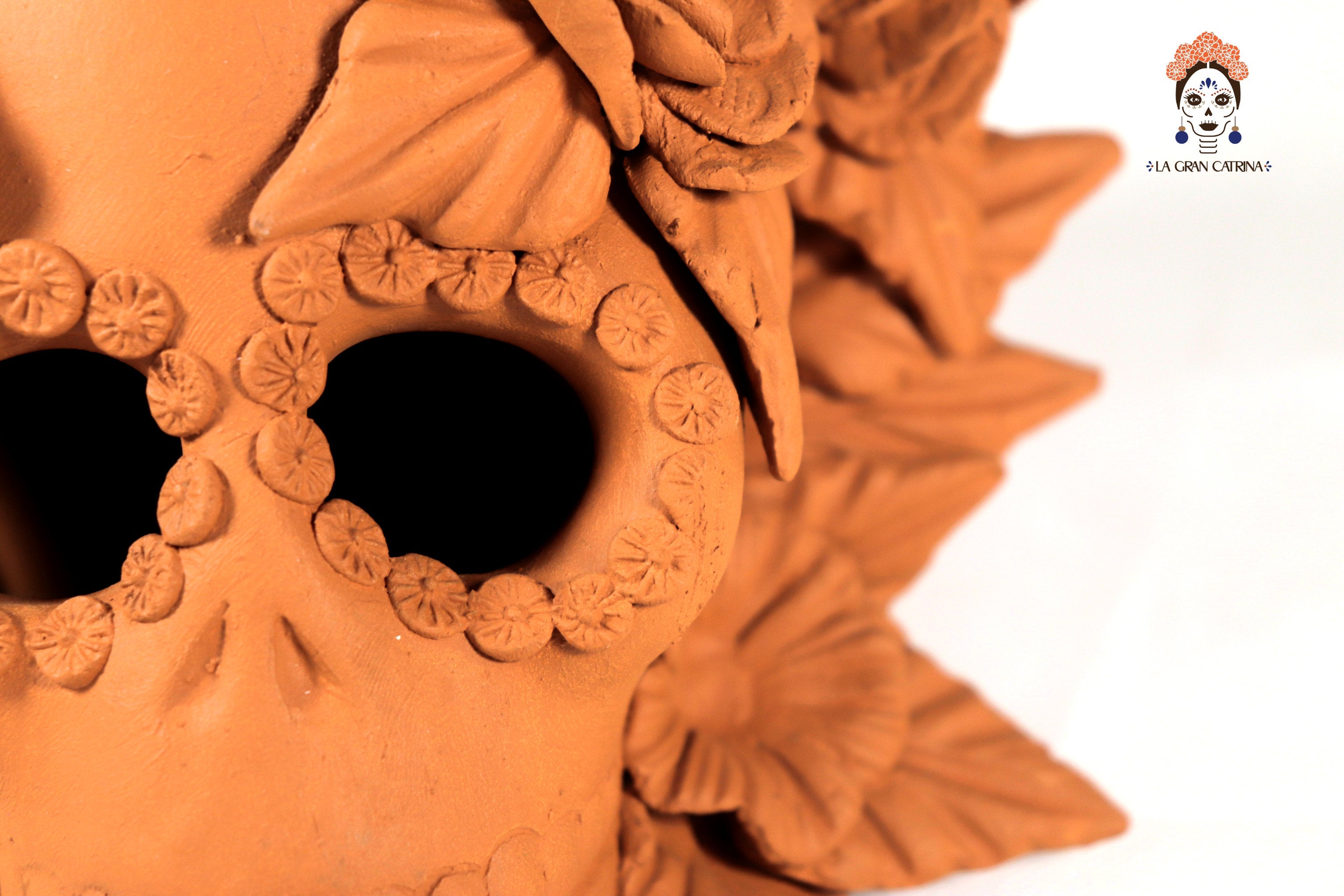 Candleholder Day of the Dead Orange 8.6 in. Brenda Capula