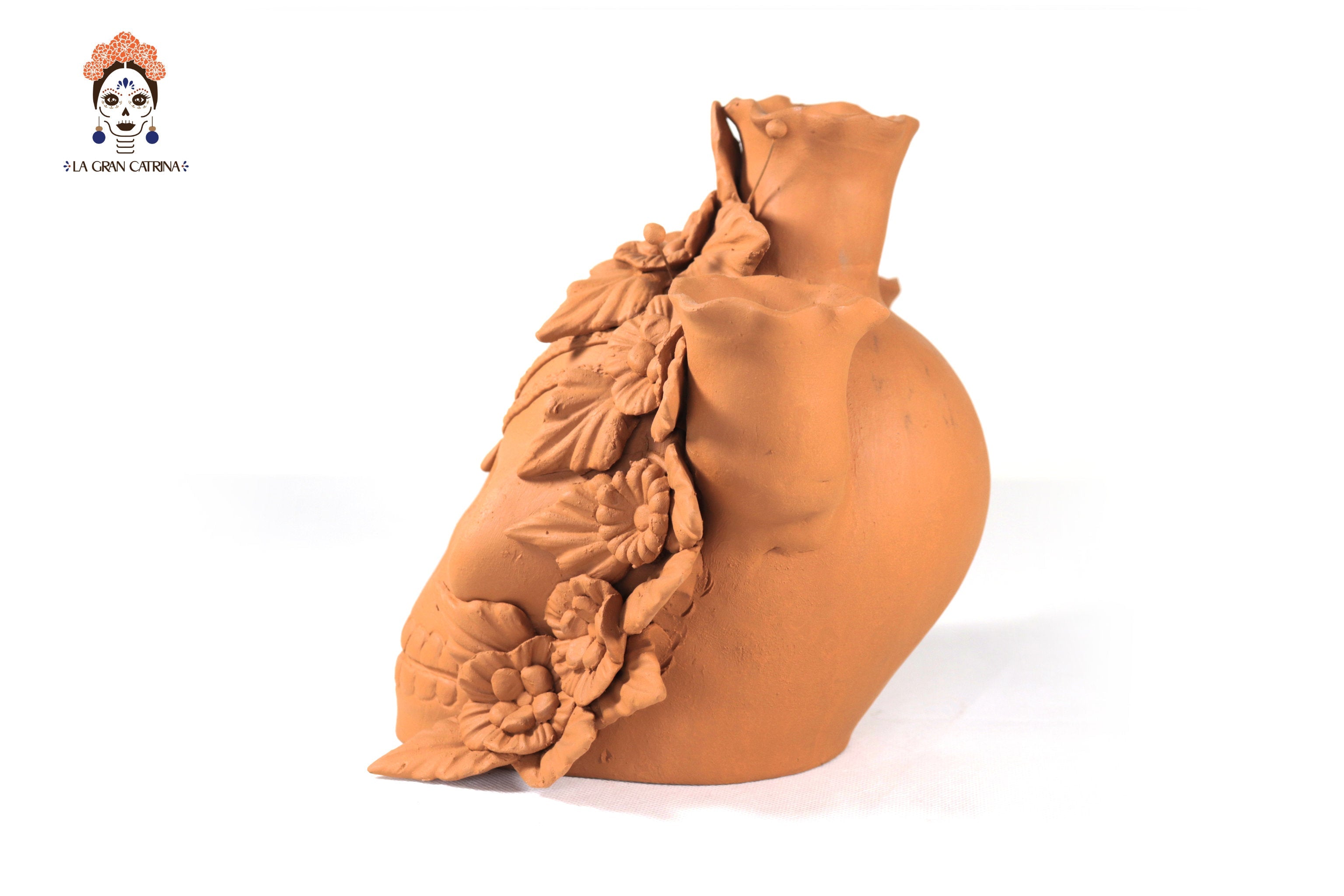 Candleholder Day of the Dead Orange II 8.6 in. Brenda Capula