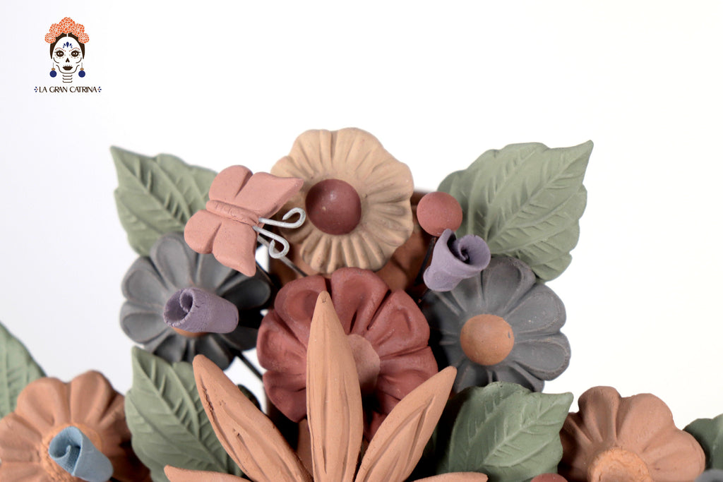 Floral Cross Clay with Heart and Birds - 11.8 in. Cecilio