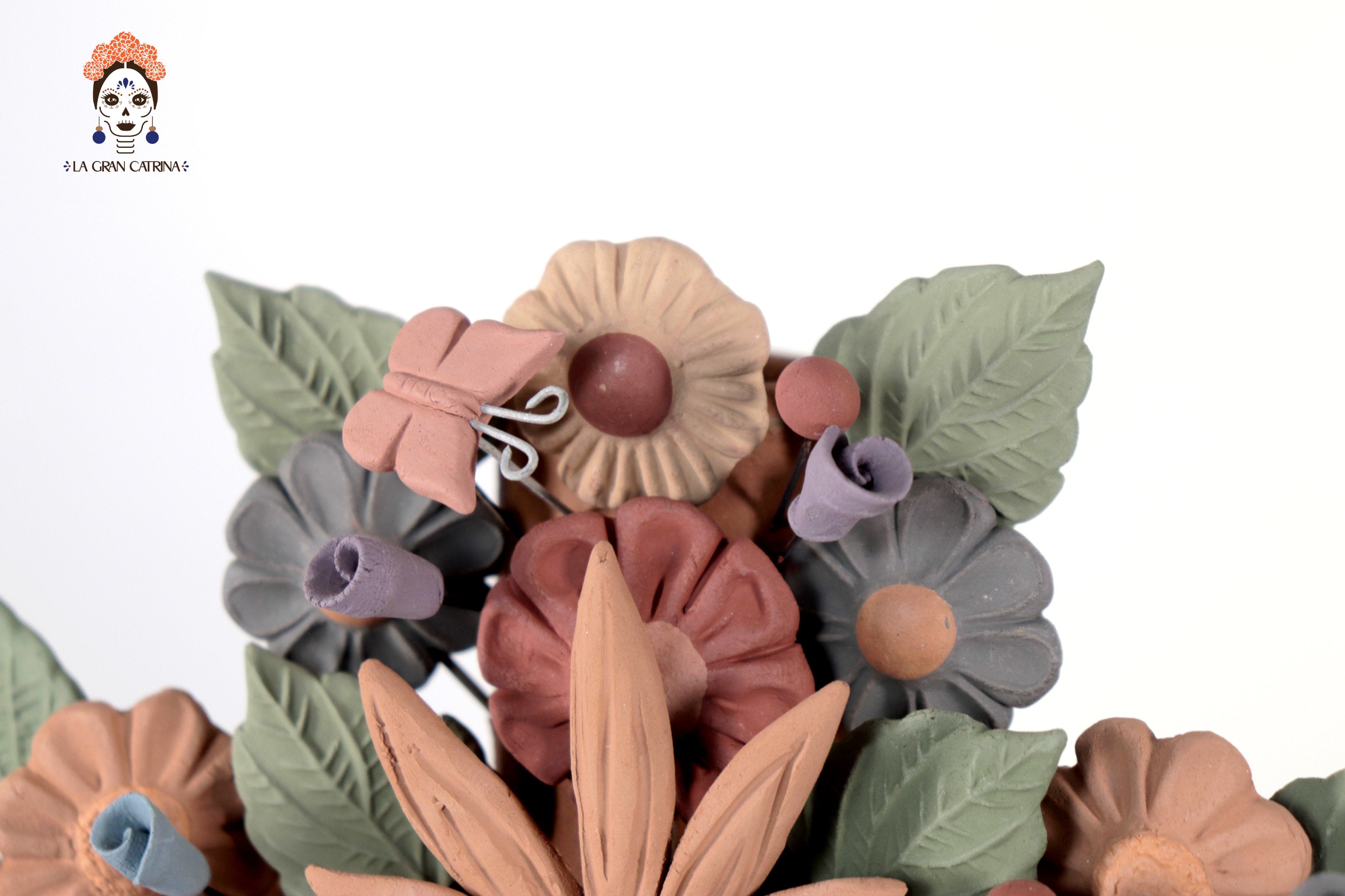 Floral Cross Clay with Heart and Birds - 11.8 in. Cecilio