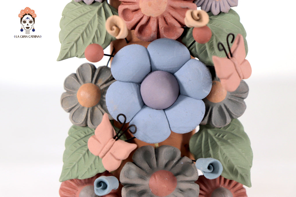 Floral Cross Clay with Heart and Birds - 11.8 in. Cecilio
