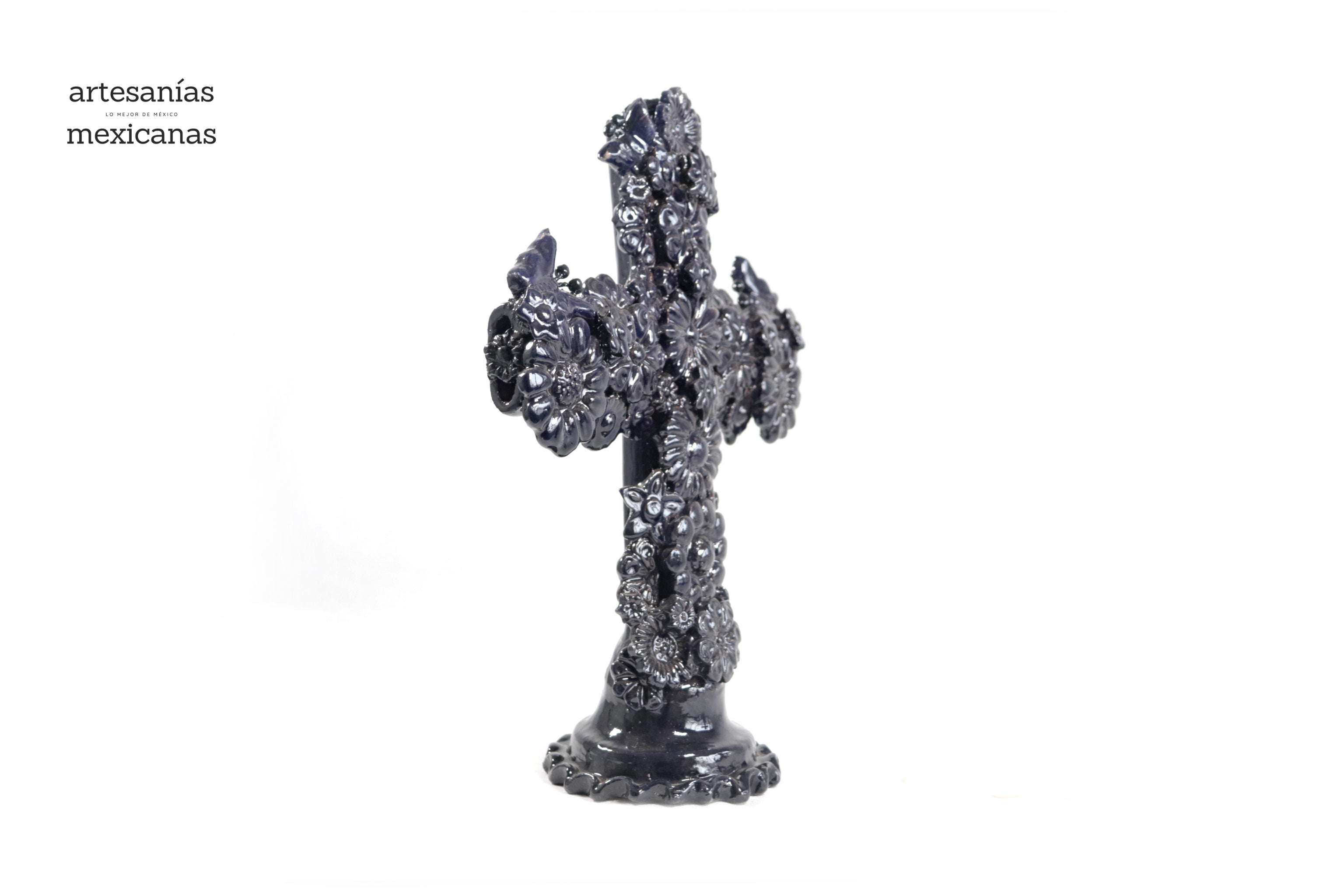 Cross blue - Glazed Clay - 12.5 in. Tereri