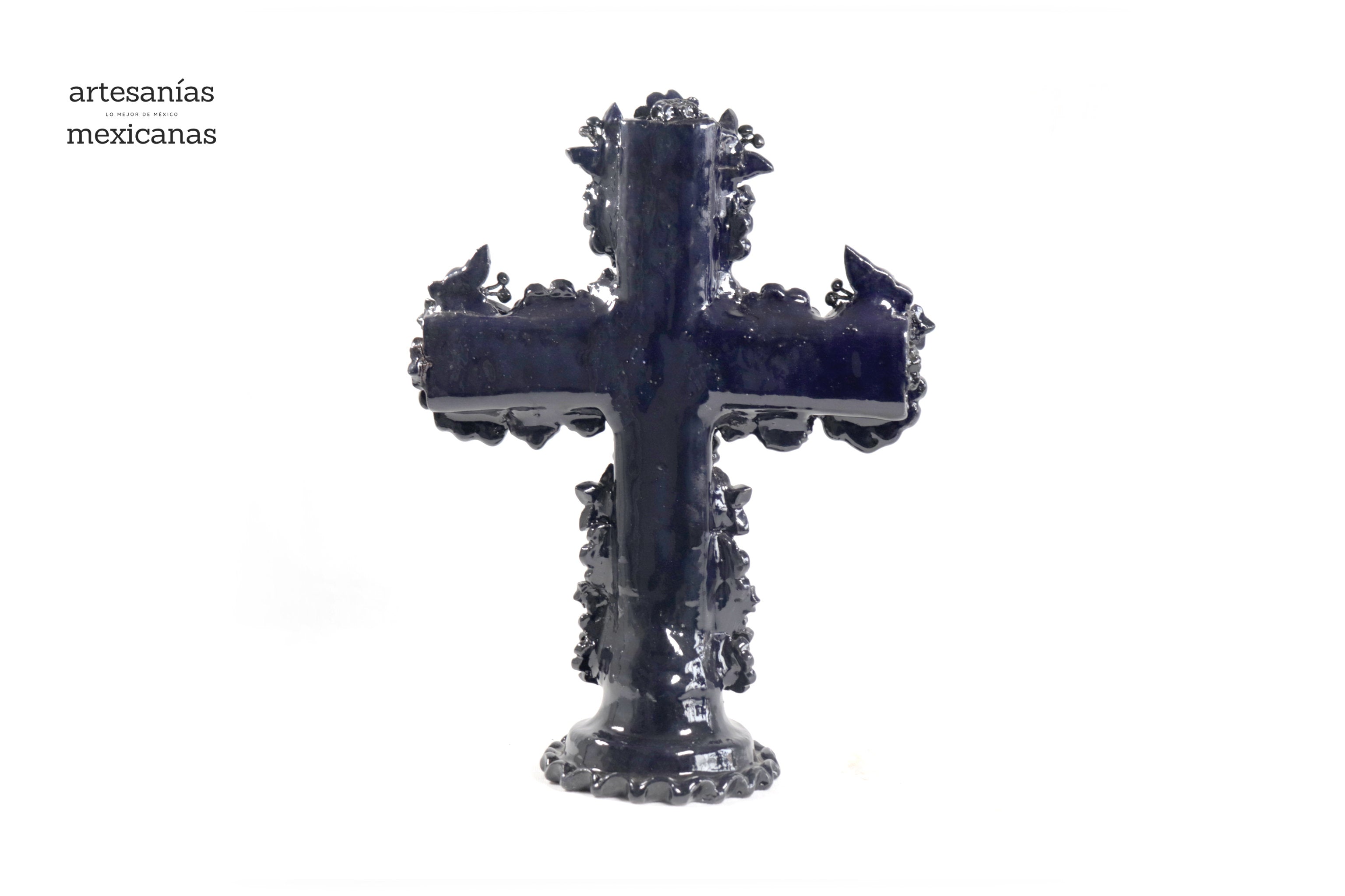 Cross blue - Glazed Clay - 12.5 in. Tereri