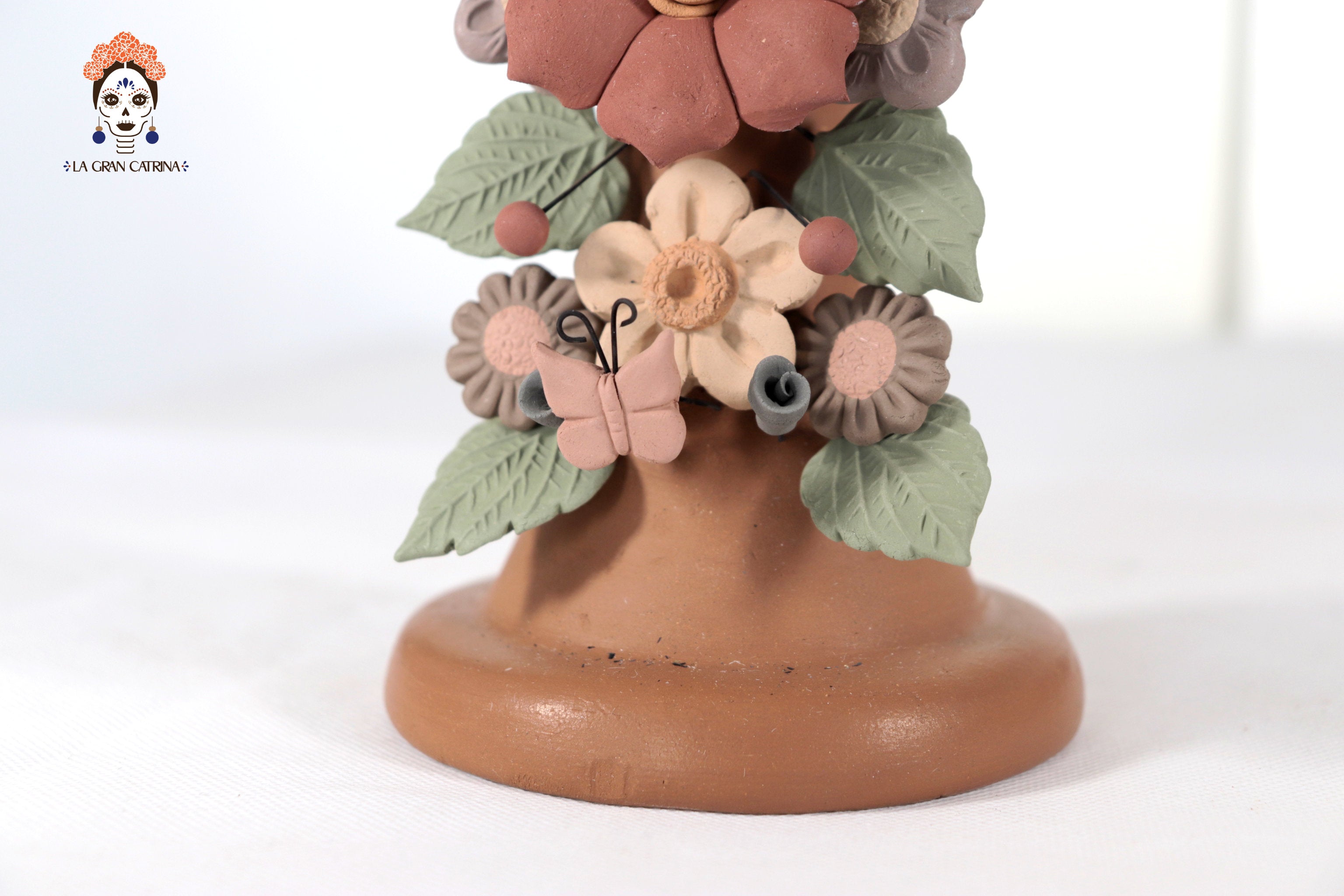 Floral Cross Clay with Virgin of Guadalupe and Birds - 12.3 in. Cecilio