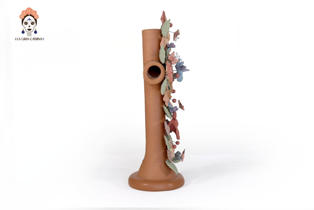 Floral Cross Clay with Virgin of Guadalupe and Birds - 12.3 in. Cecilio