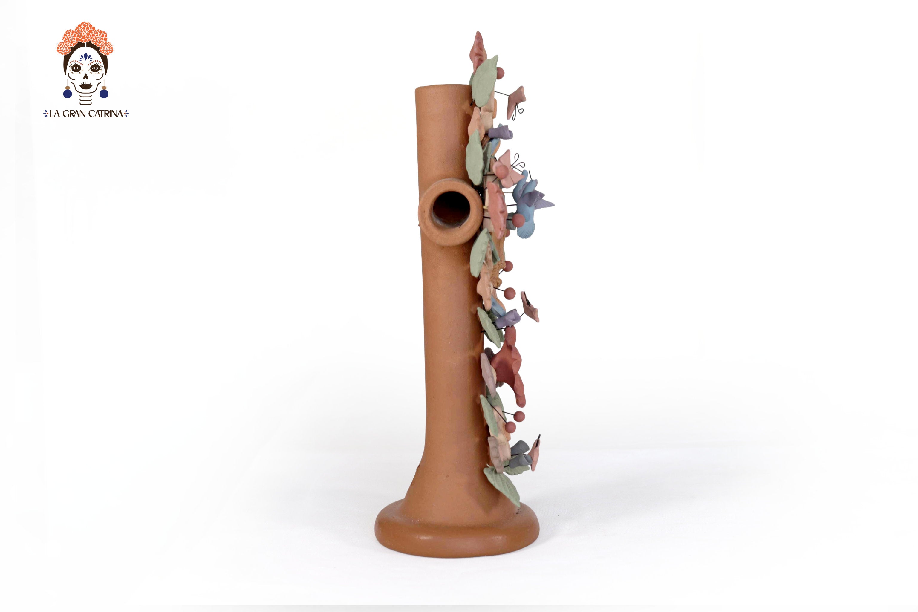 Floral Cross Clay with Virgin of Guadalupe and Birds - 12.3 in. Cecilio