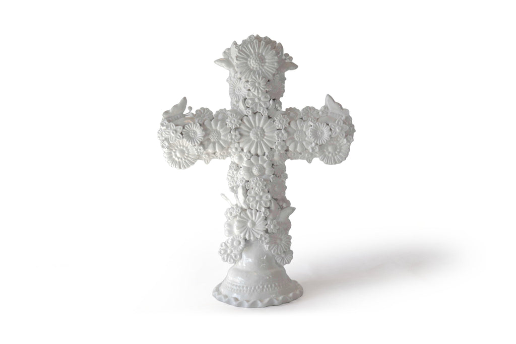 Cross white - Glazed Clay - 18 in. Tereri