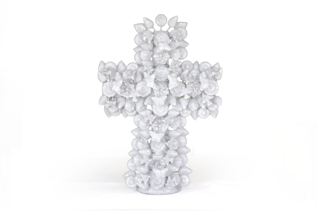 Cross white - Glazed Clay - 19.6 in. Tereri