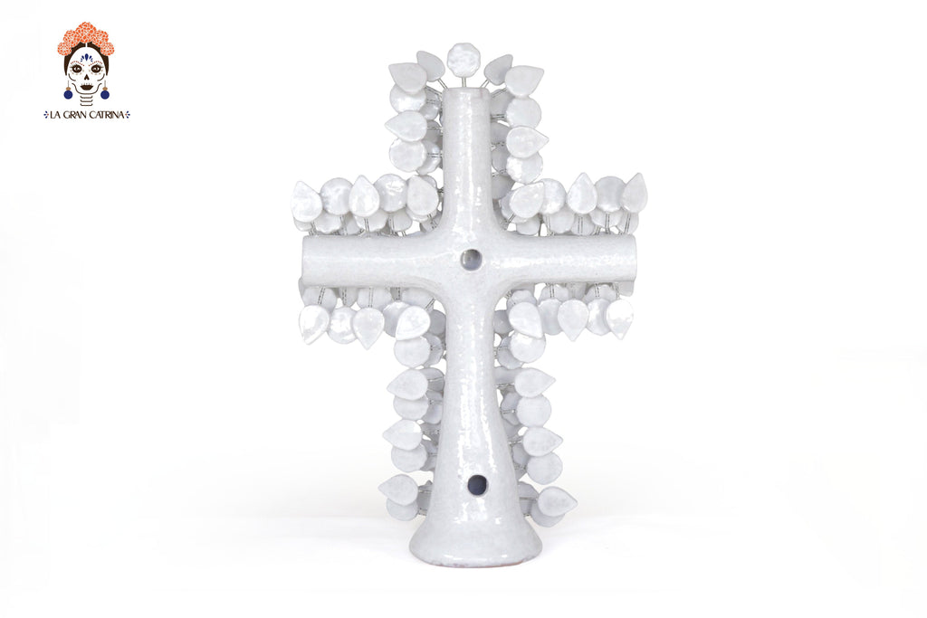 Cross white - Glazed Clay - 19.6 in. Tereri