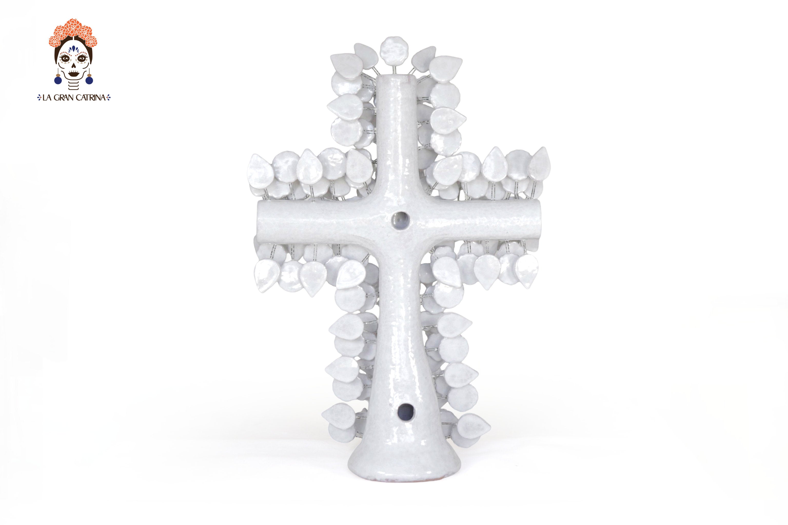 Cross white - Glazed Clay - 19.6 in. Tereri