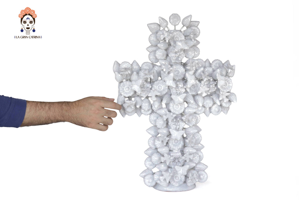 Cross white - Glazed Clay - 19.6 in. Tereri