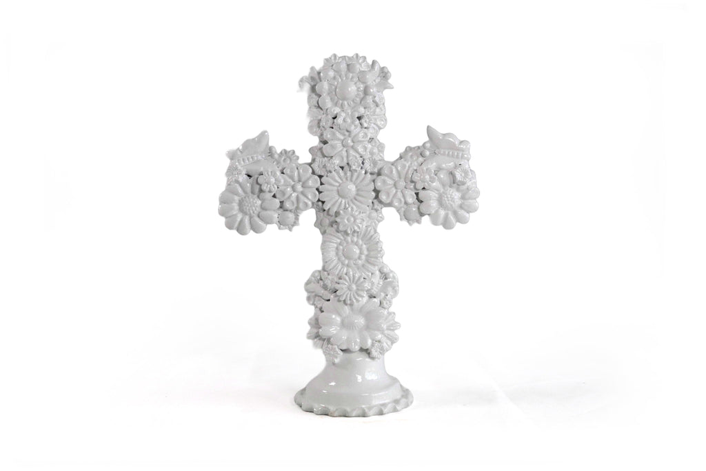Cross white of 12.6 in. - Glazed Clay Tereri