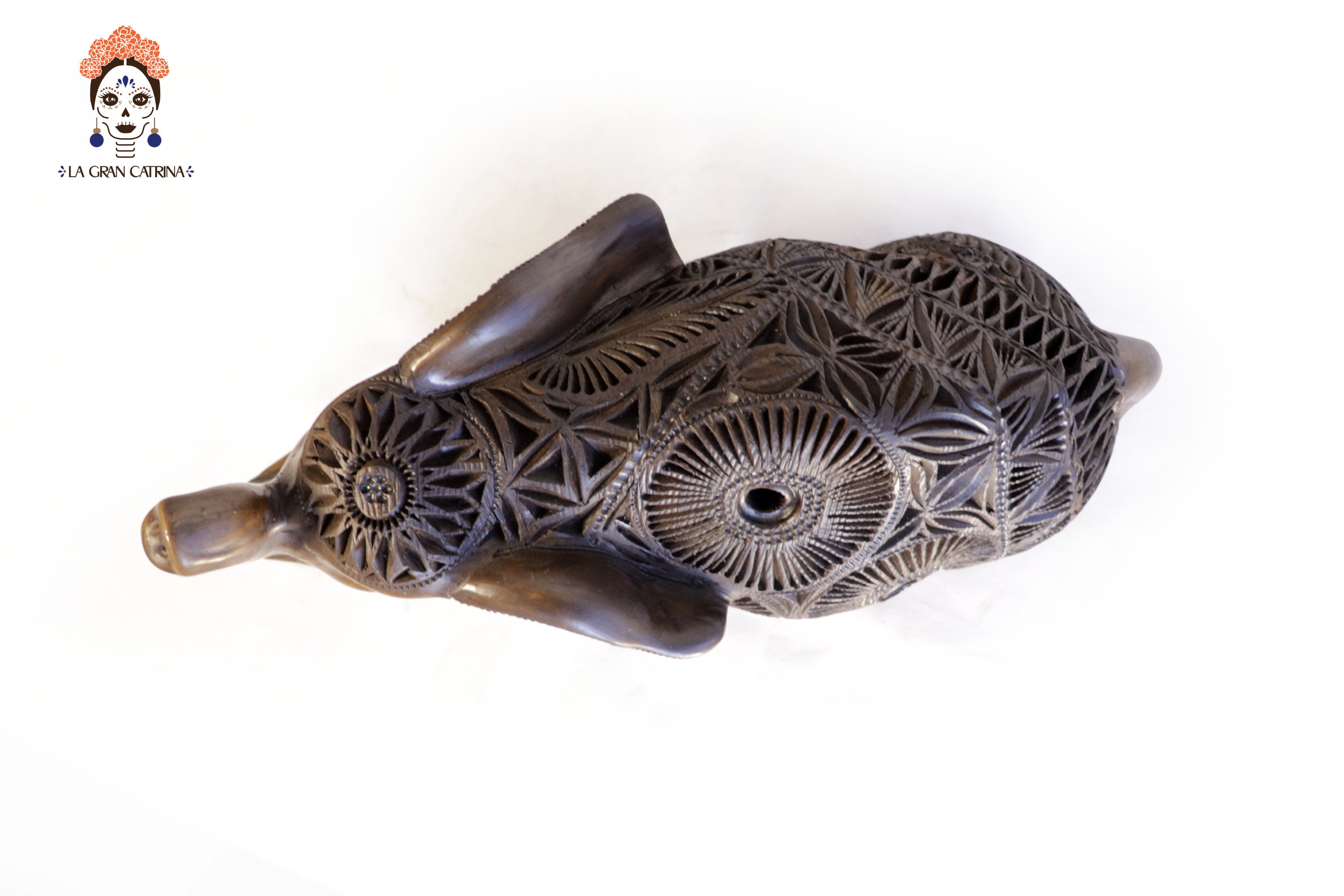 Black Clay Pair of Brown Elephants - 9.4 in. - 7 in. Tere Oax