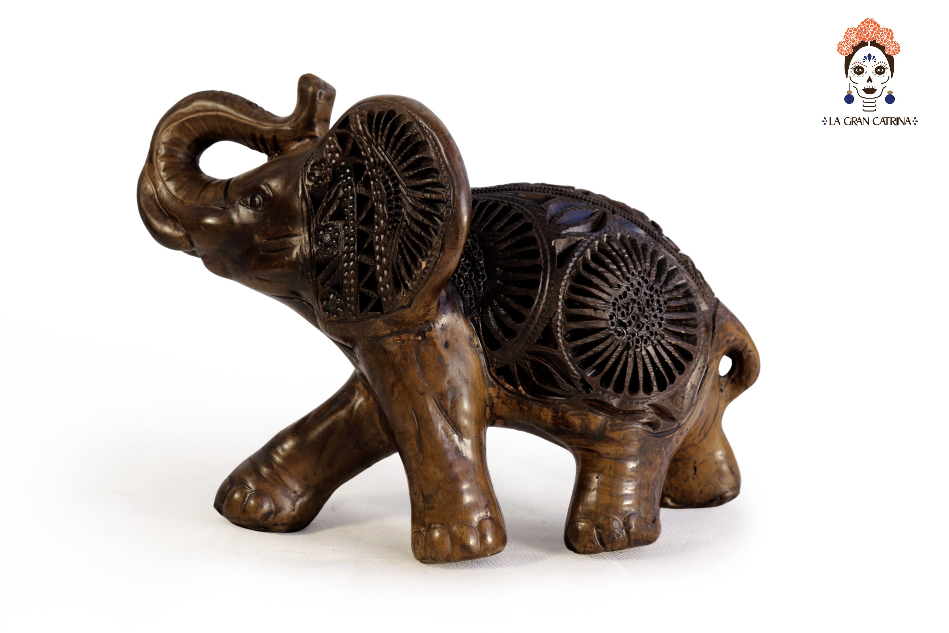 Black Clay Brown Elephant - 7 in. Tere Oax