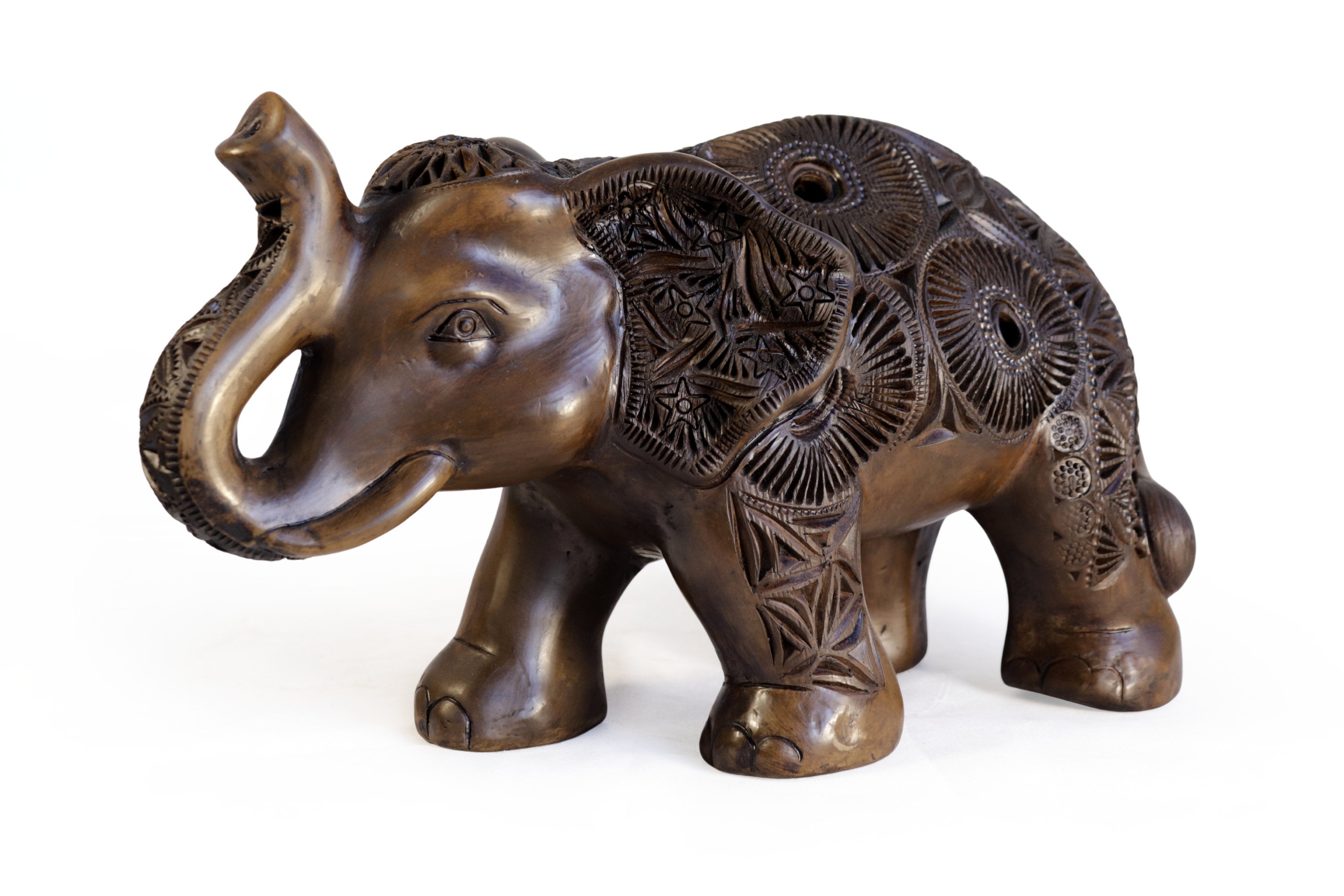 Black Clay Brown Elephant - 15.7 in. Tere Oax
