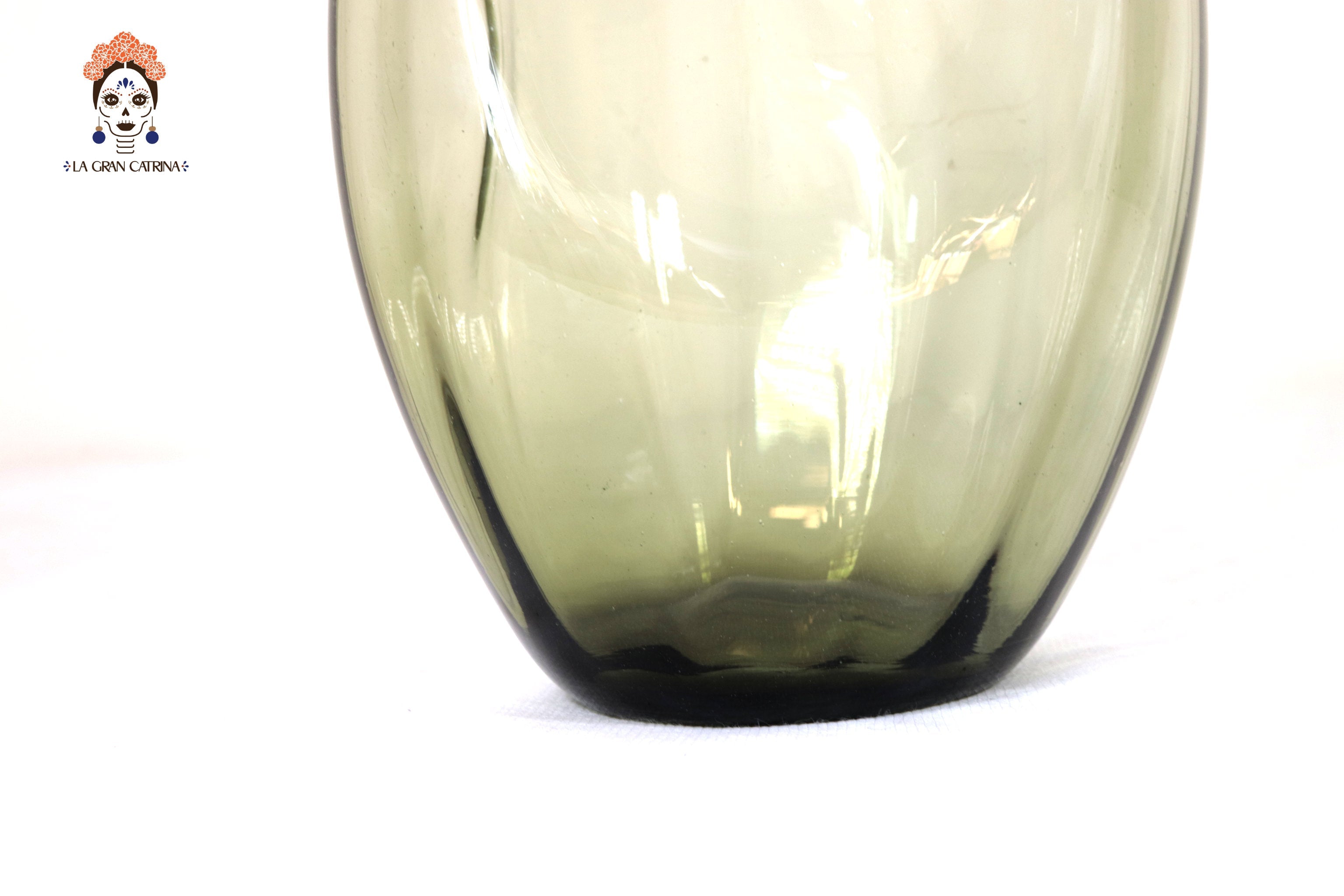 Flower Vase of Blown Glass Green Oliva 18.8 in. Vidrio Soplado