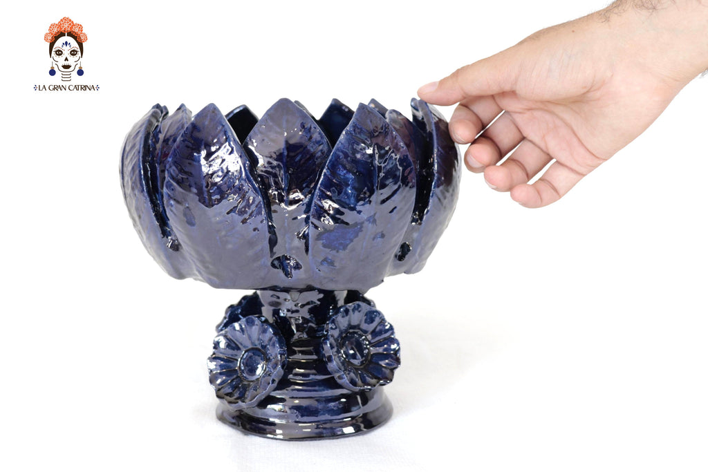 Fruit Bowl Medium Blue Glazed Clay - 7.8 in. Juan Gtz