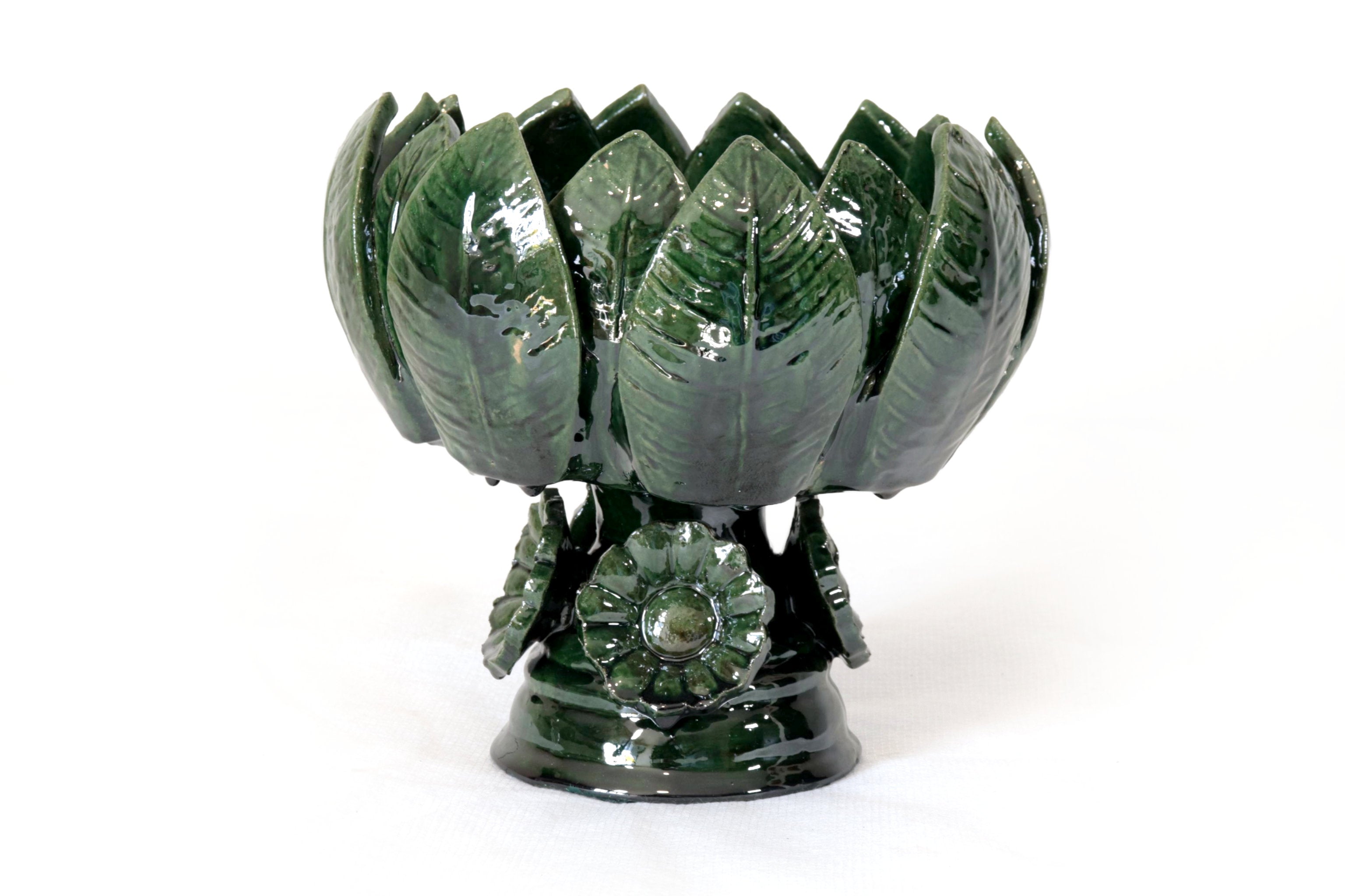 Fruit Bowl Medium Green Glazed Clay - 7.8 in. Juan Gtz