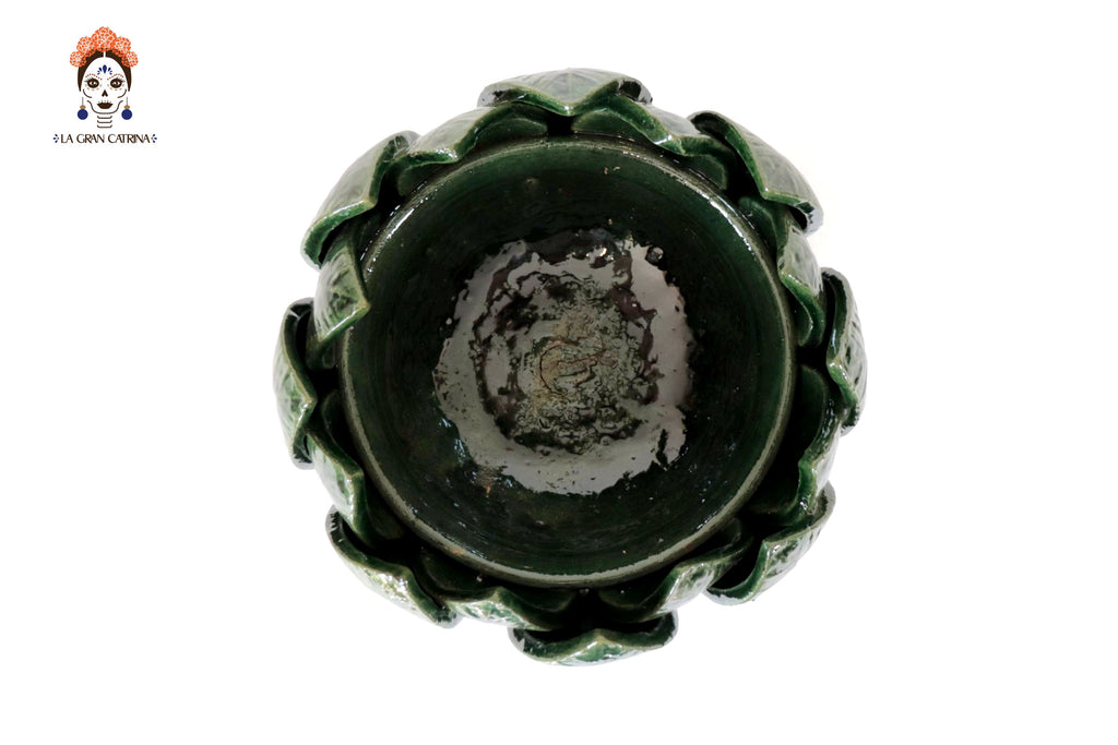 Fruit Bowl Medium Green Glazed Clay - 7.8 in. Juan Gtz
