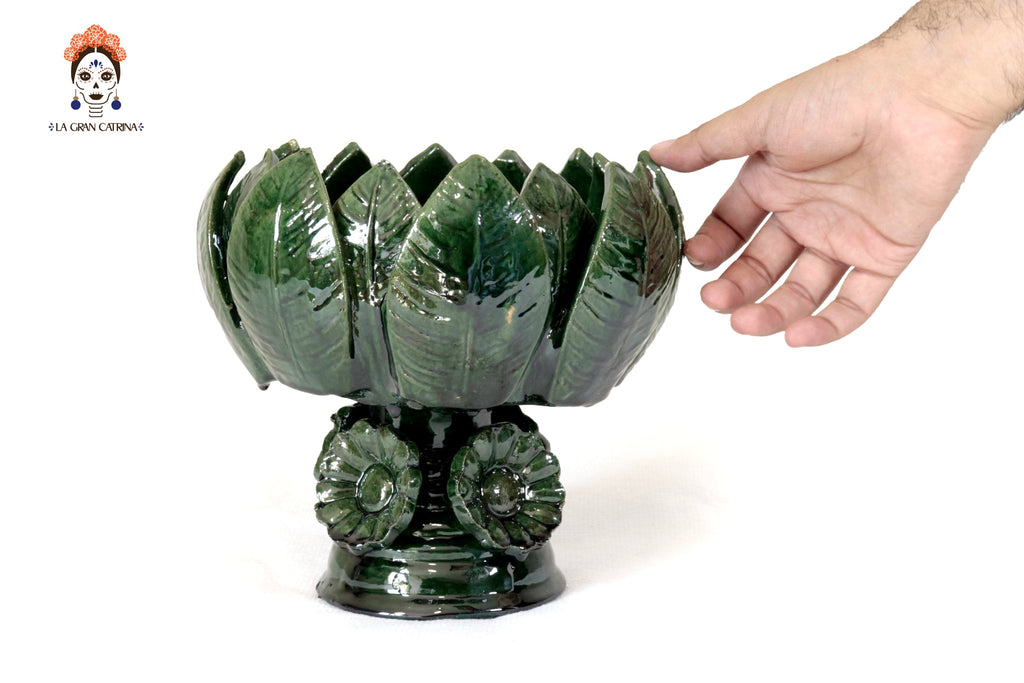 Fruit Bowl Medium Green Glazed Clay - 7.8 in. Juan Gtz