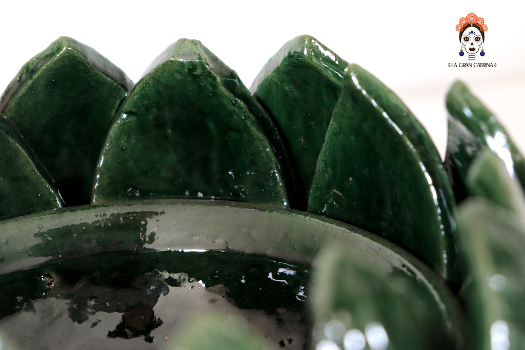 Fruit Bowl Medium Green Glazed Clay - 7.8 in. Juan Gtz