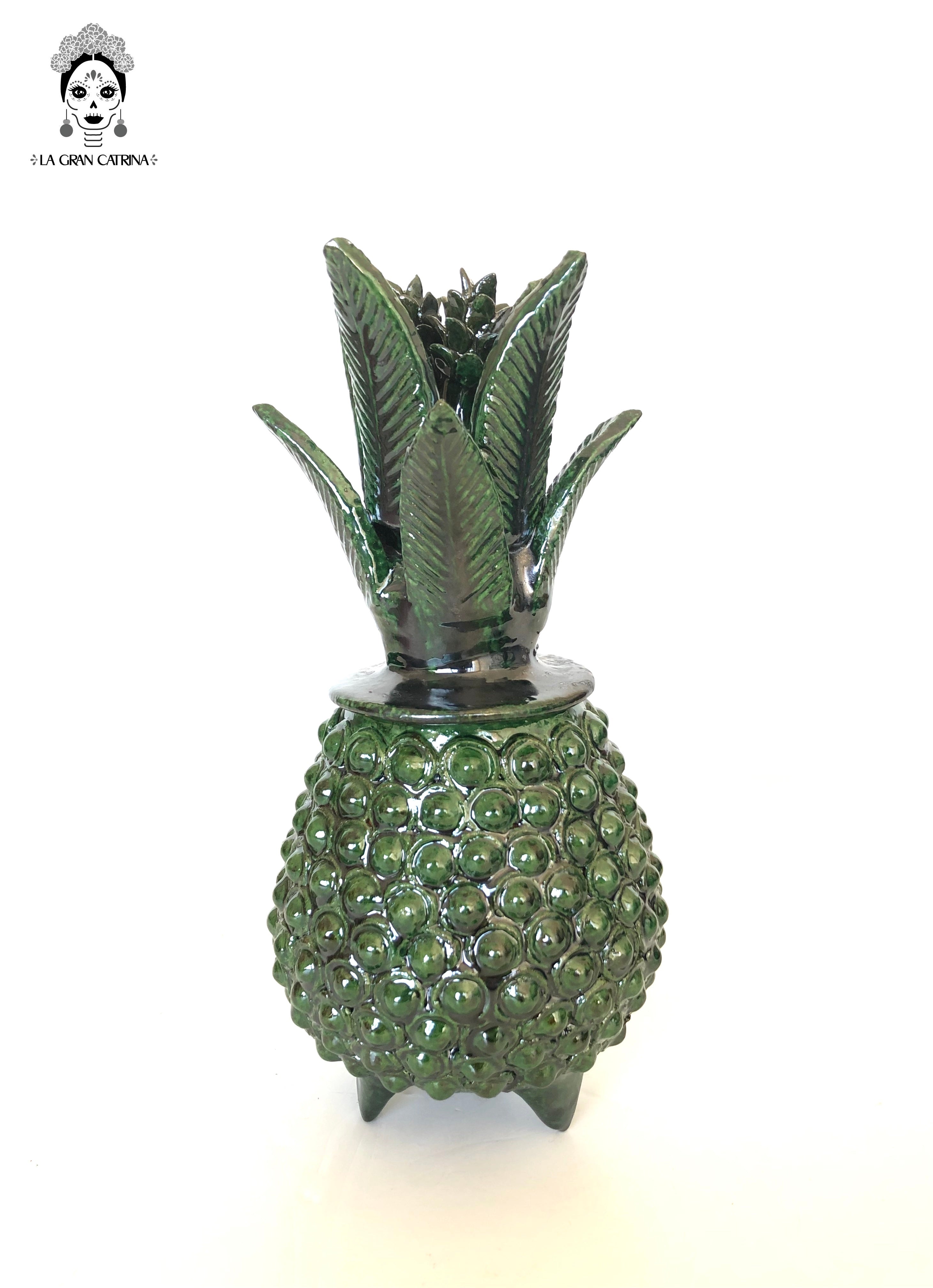 Michoacán Clay Pineapple - Small Dots Green - 11 in. - Made to Order Juan Gtz