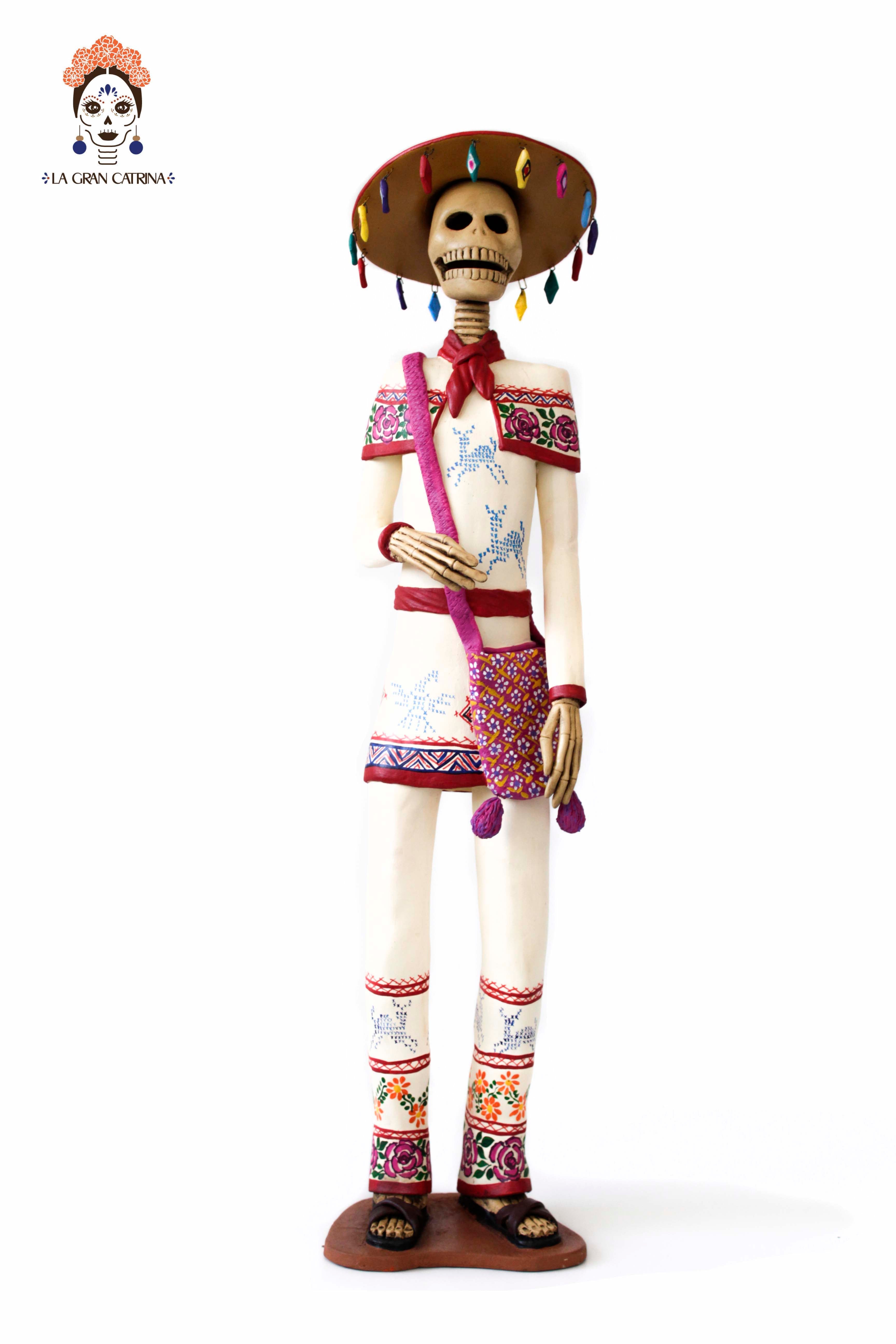 Pair of Catrines Huicholes - 26 in. Adan