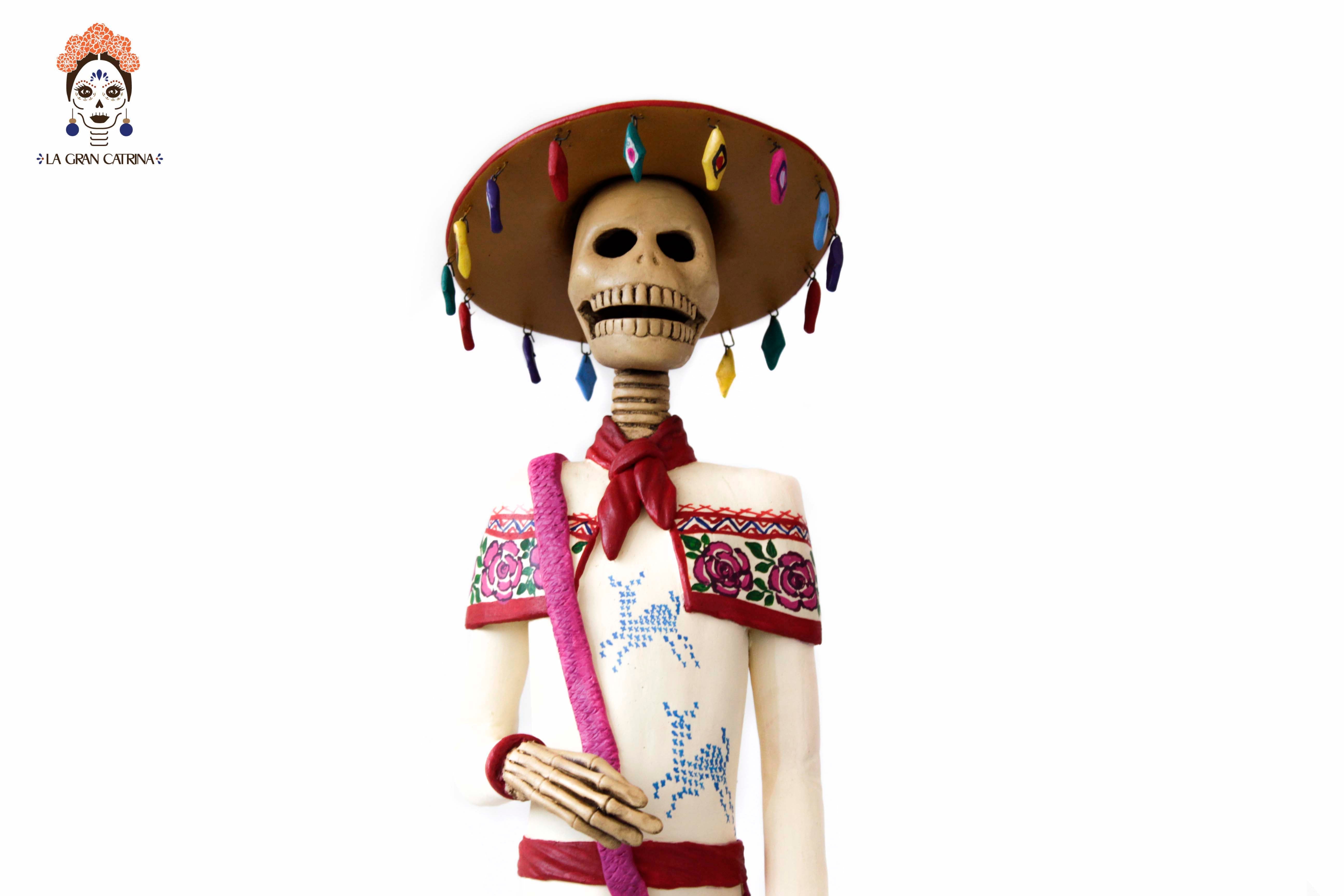 Pair of Catrines Huicholes - 26 in. Adan