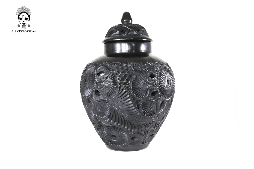 Vase "Arena" Handcrafted Black Clay 14.5 in. - in. Production Tere Oax