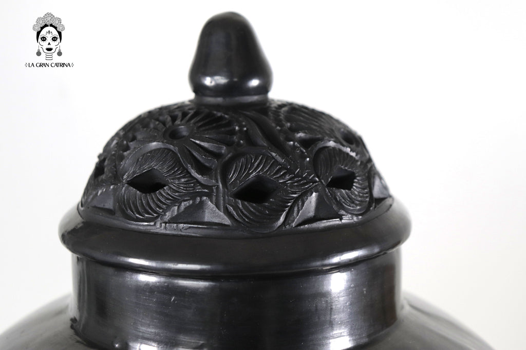 Vase "Arena" Handcrafted Black Clay 14.5 in. - in. Production Tere Oax