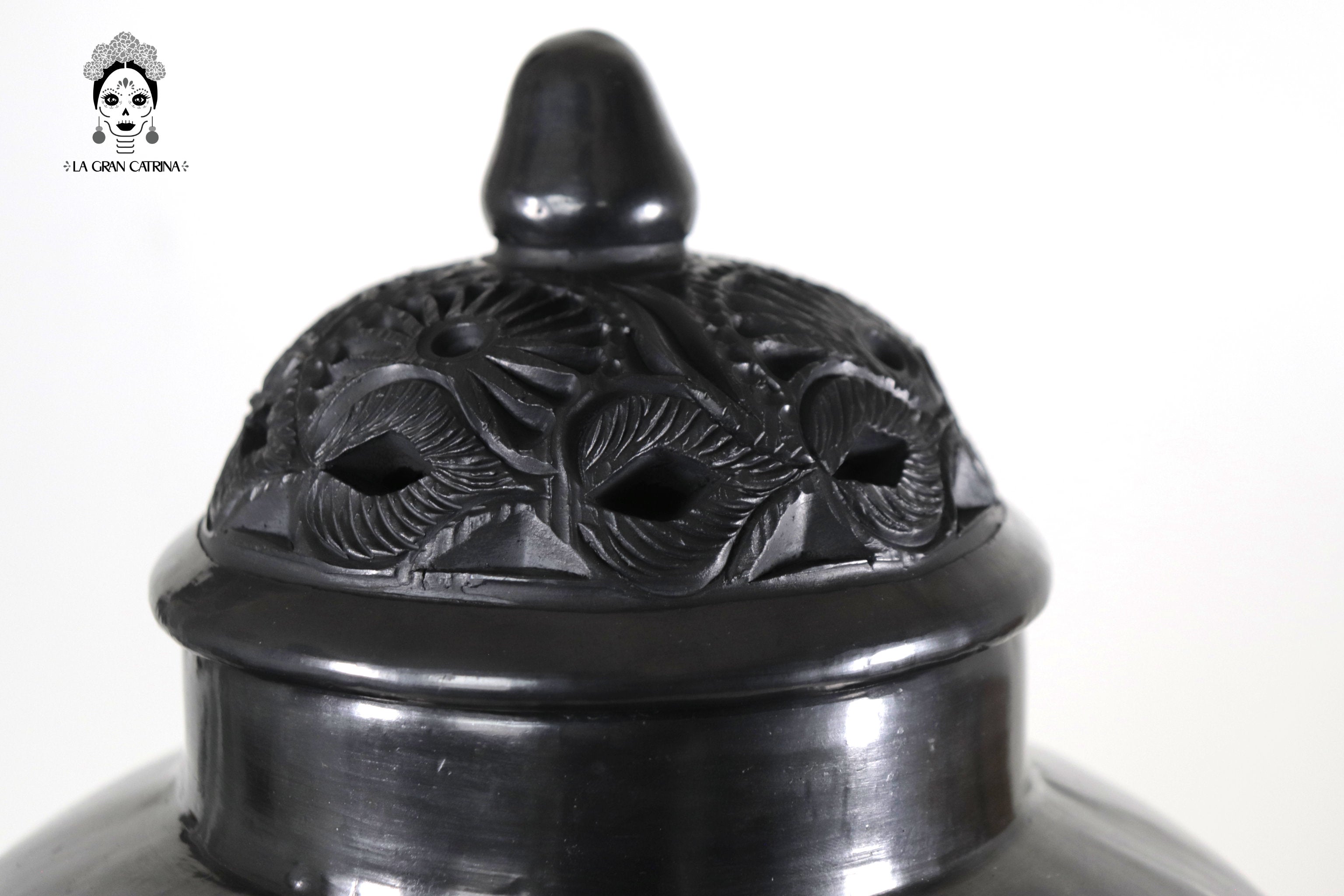 Vase "Arena" Handcrafted Black Clay 14.5 in. - in. Production Tere Oax