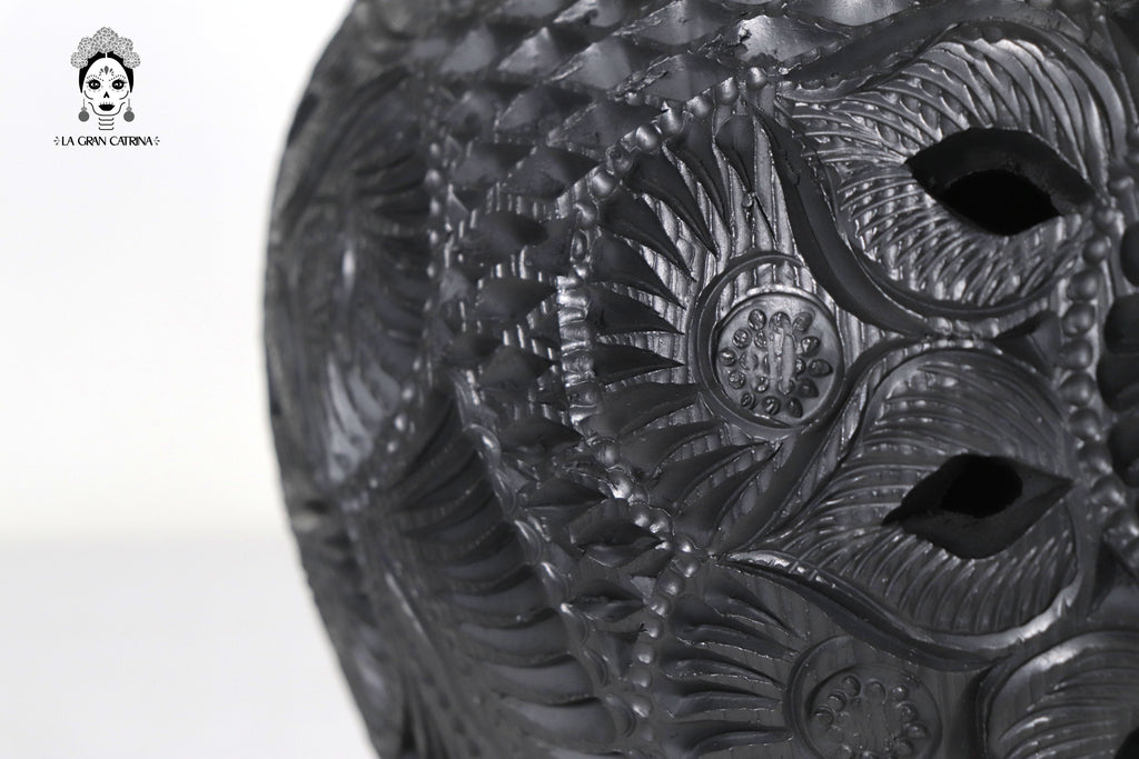 Vase "Arena" Handcrafted Black Clay 14.5 in. - in. Production Tere Oax
