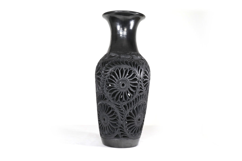 Vase "Fuego" Handcrafted Black Clay 17.3 in. Tere Oax