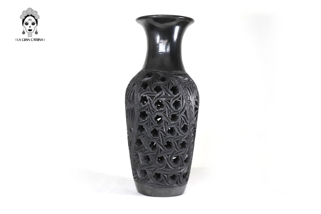 Vase "Fuego" Handcrafted Black Clay 17.3 in. Tere Oax