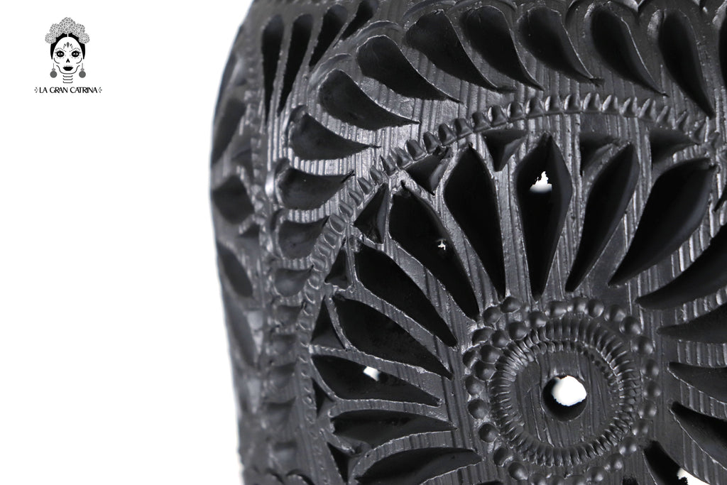 Vase "Fuego" Handcrafted Black Clay 17.3 in. Tere Oax