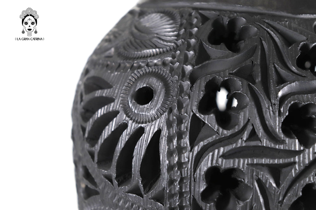 Vase "Fuego" Handcrafted Black Clay 17.3 in. Tere Oax