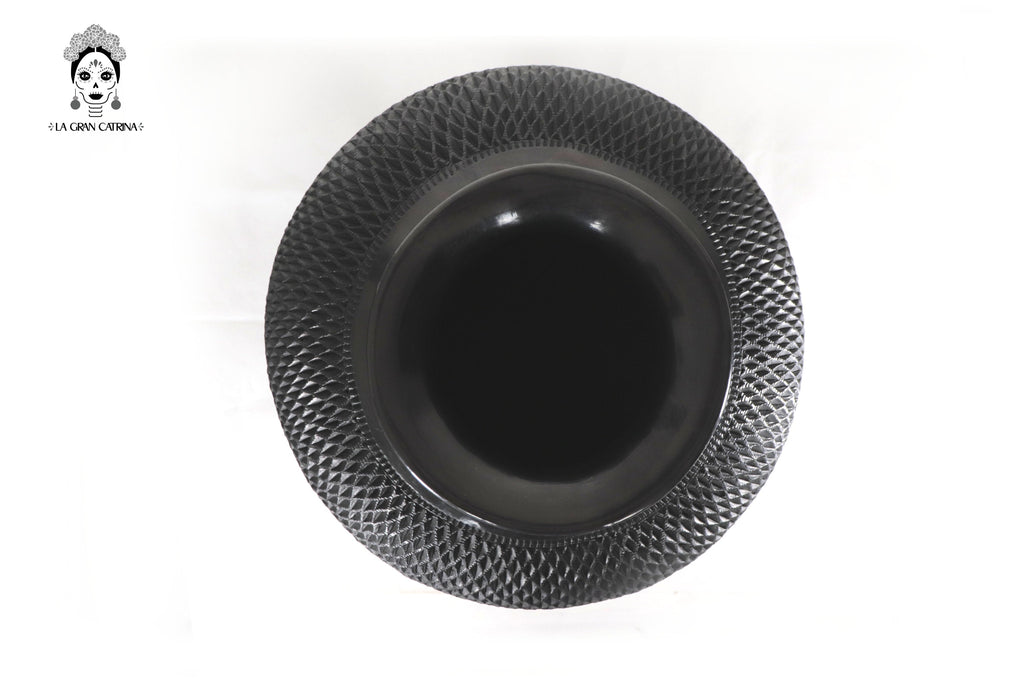 Vase "Tierra" Handcrafted Black Clay 16.9 in. Tere Oax