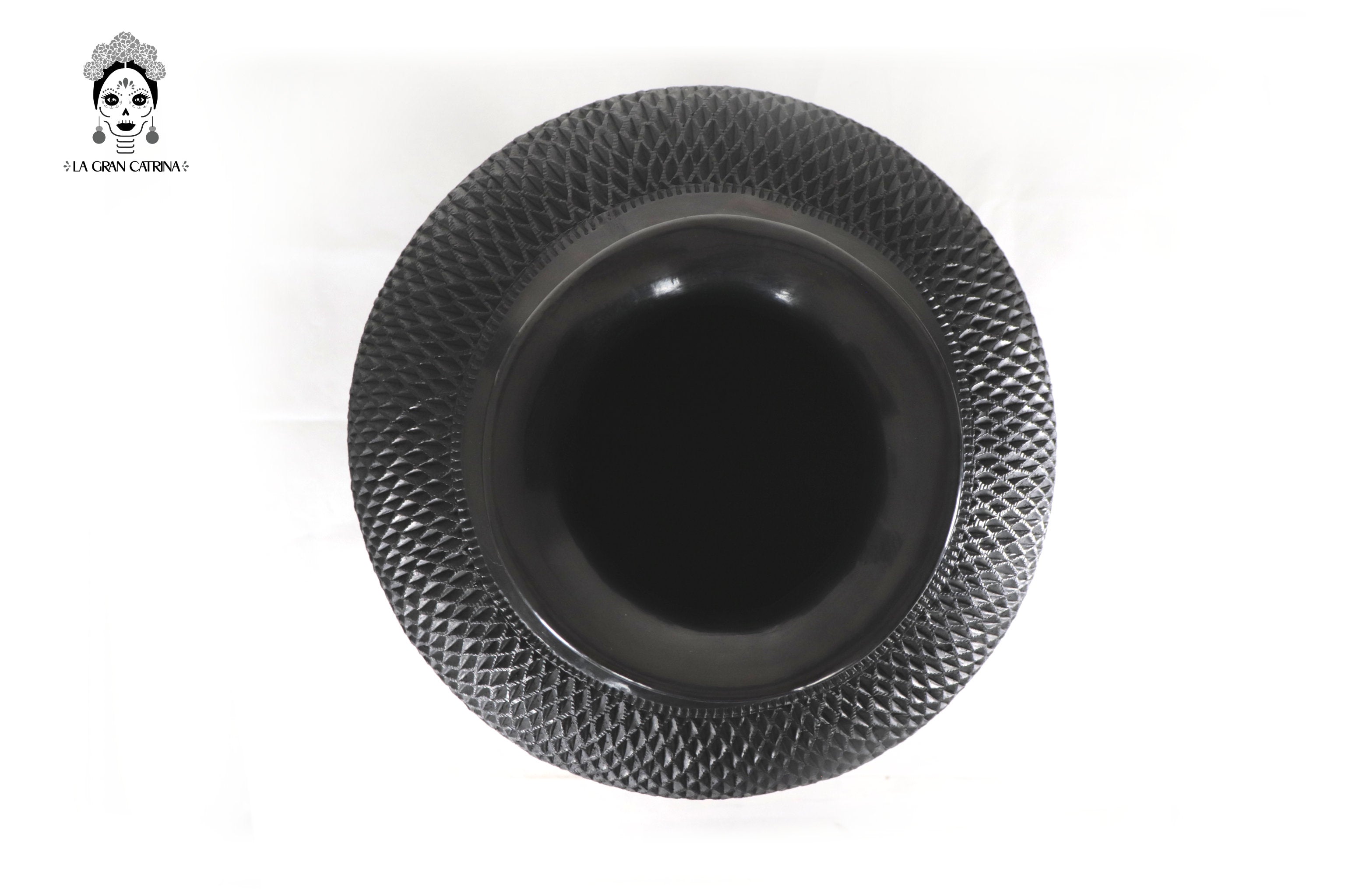 Vase "Tierra" Handcrafted Black Clay 16.9 in. Tere Oax